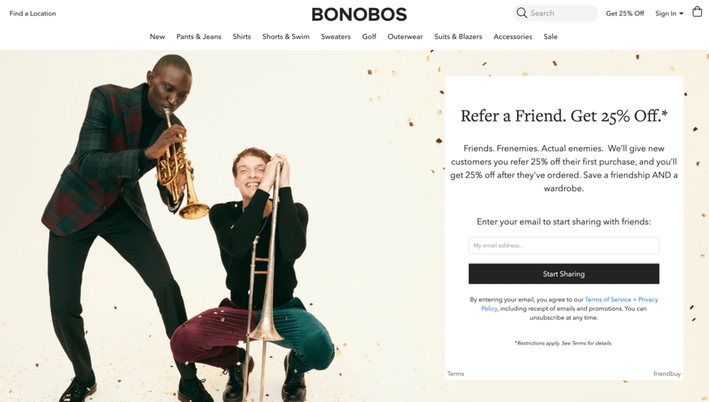 Bonobos opt-in email strategy