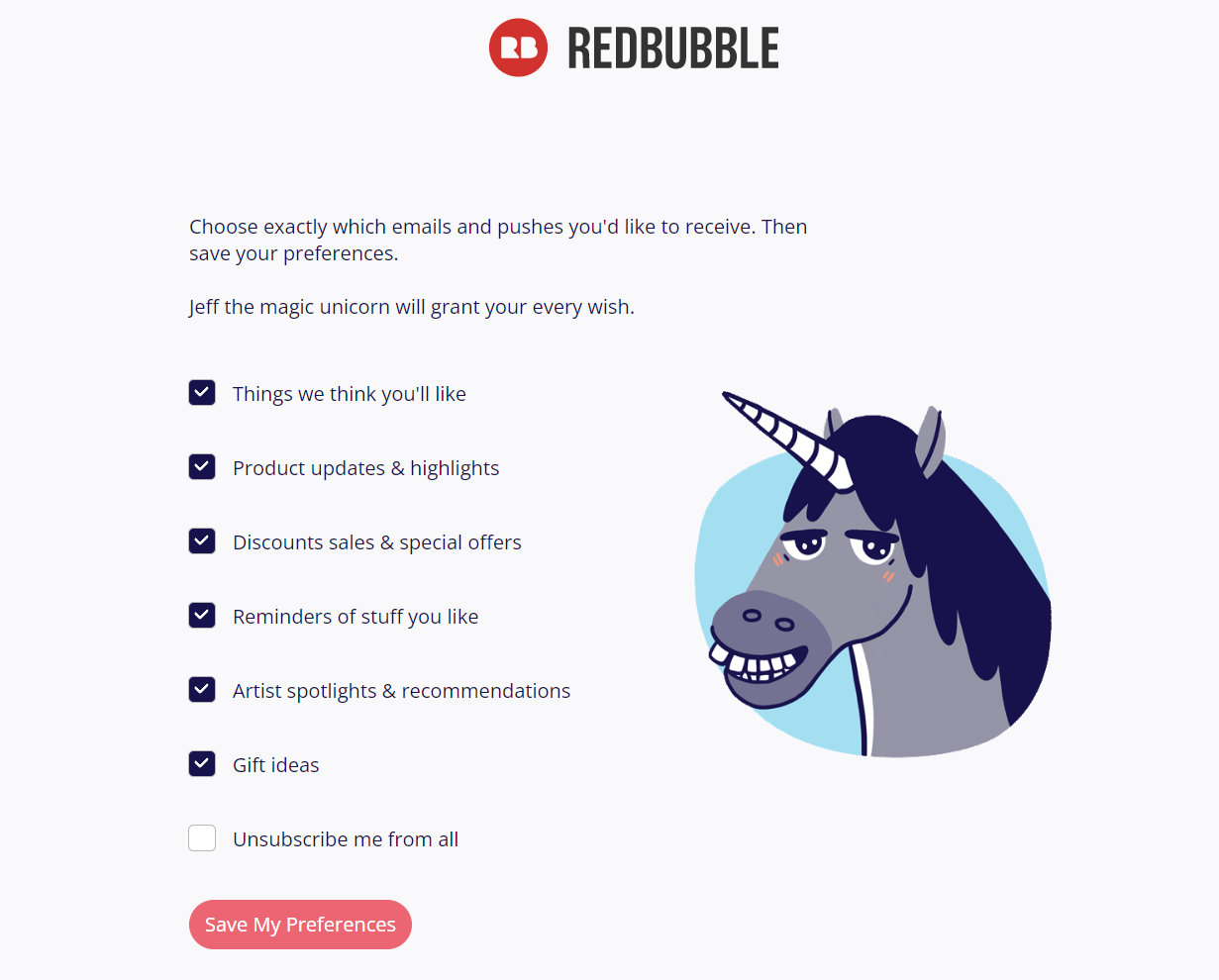 RedBubble Preference Center