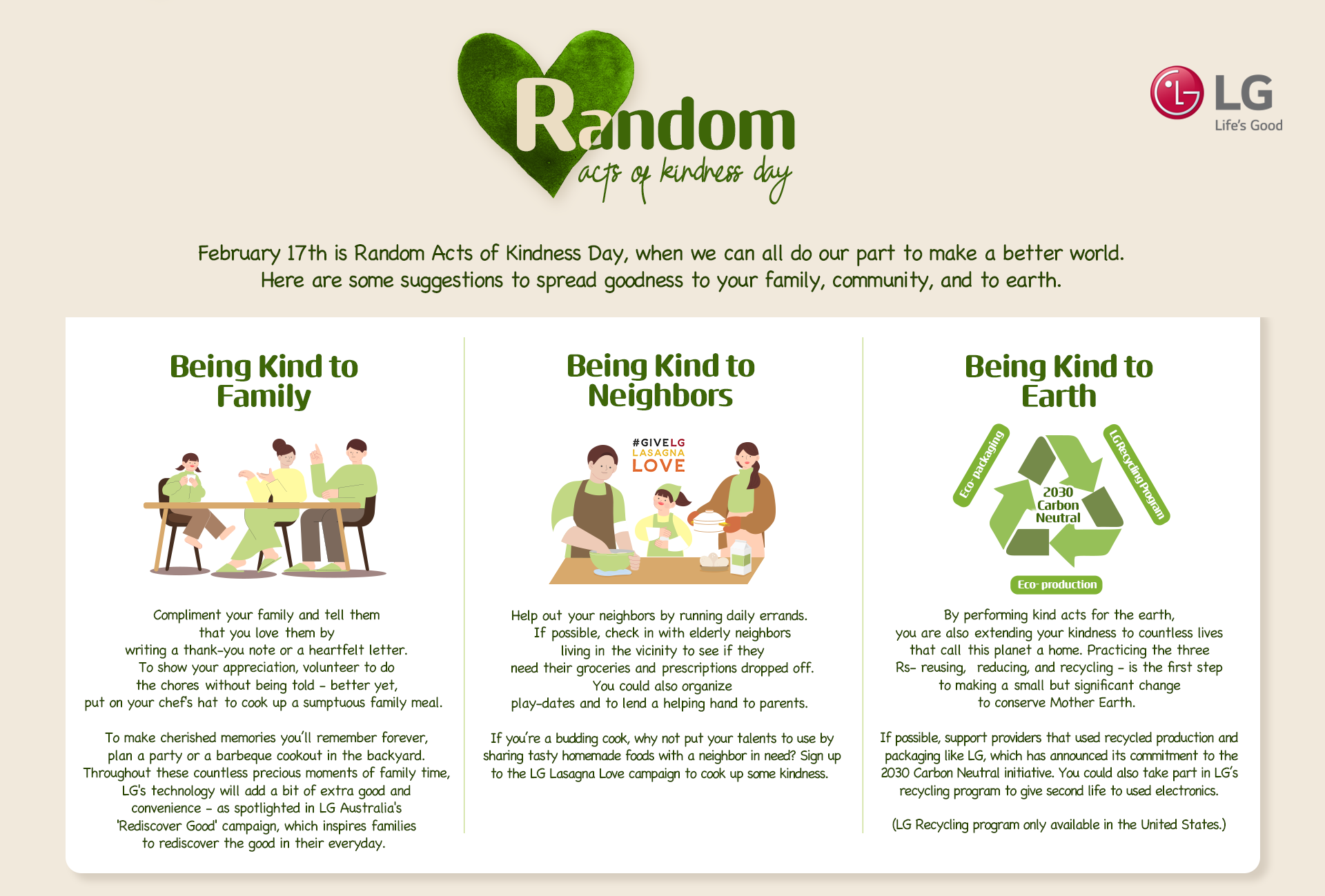 February newsletter for Random Acts of Kindness Day by LG